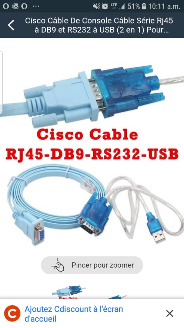 CABLE CONSOLE RJR5 DB9 RS232 DB9 USB 
